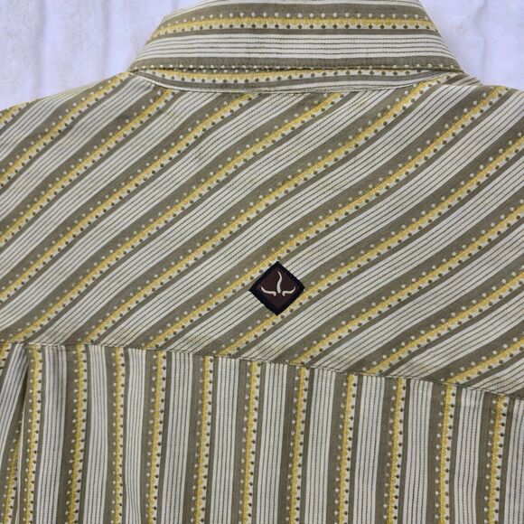 Prana Shirt Men's Yellow/ Mustard Retro Stripe Long Sleeve Button Up Size S - Picture 8 of 13